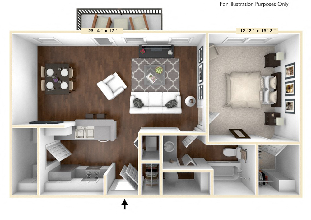 The Broadway - 1 BR 1 BA Floor Plan at The Avenue at Polaris Apartments, Columbus, Ohio
